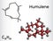 Humulene, alpha-humulene or Î±-caryophyllene molecule. It is component of the essential oil from flowering cone of hops plant,