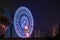 Hunan,Changsha-08 SEP 2019:blue light color Changsha Ferris Wheel in night view