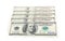 Hundert US dollar banknotes on white background. buckes