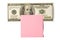 Hundred Dollar Bill With Pink Postit Note