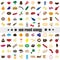 Hundred various food and drink color icons big set eps10