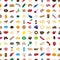 Hundred various food and drink color icons seamless pattern eps10