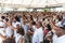 Hundreds of Catholic faithful praying during mass at church