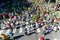 Hundreds of Catholic faithful are seen participating in the Palm Sunday procession