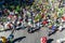 Hundreds of Catholic faithful are seen participating in the Palm Sunday procession