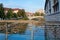 Hundreds of love locks hanging on the bridge in Ljubljana, Slovenia