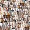 Hundreds of multiracial people crowd portraits headshots collection, collage mosaic. Many lot of multicultural different