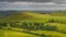 Hundreds of sheeps grazing on green hills of ancient Loughcrew Cairns, Ireland