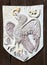 HUNEDOARA, ROMANIA - September 28, 2019: Medieval Armor Shield Reproduction.