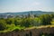 HUNEDOARA, ROMANIA: View of the beautiful summer landscape, view from the castle Corvin Castle, Hunyadi Castle or Hunedoara Castle