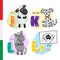 Hungarian alphabet. Sheep, Dog, Horse, Hole. Vector letters and characters.