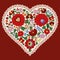 Hungarian embroidery heart with lace edge