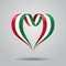 Hungarian flag heart-shaped ribbon. Vector illustration.
