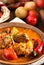 Hungarian goulash in plate closeup