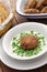 Hungarian green peas stew and fried meatball