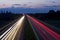 Hungarian highway at night showing vehicles lights, low shutter