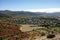 Hungarian landscape and hills with village, farmland and fields from Boldogkovaralja castle in Hungary