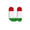 Hungarian letter U - Small 3d flag of hungary font - Budapest, Central Europe or politics concept