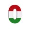 Hungarian number 0 -  3d flag of hungary digit - Budapest, Central Europe or politics concept