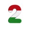 Hungarian number 2 -  3d flag of hungary digit - Budapest, Central Europe or politics concept