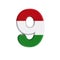 Hungarian number 9 -  3d flag of hungary digit - Budapest, Central Europe or politics concept