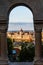 Hungarian Parliament in Budapest through the fortress fence