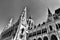 The Hungarian Parliament building in Budapest in monocrome finish