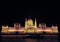 Hungarian Parliament Building with night illumination. Close-up.