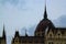 Hungarian Parliament Building roof and dome view. Budapest Hungary