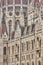 Hungarian parliament facade. Neogothical style. Budapest city center landmak