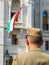 The Hungarian soldier standing on a check-post