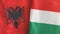 Hungary and Albania two flags textile cloth 3D rendering