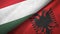 Hungary and Albania two flags textile cloth, fabric texture