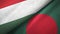 Hungary and Bangladesh two flags textile cloth, fabric texture