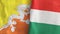 Hungary and Bhutan two flags textile cloth 3D rendering