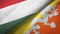 Hungary and Bhutan two flags textile cloth, fabric texture