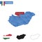 Hungary blue Low Poly map with capital Budapest