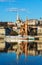 Hungary, Budapest, beautiful architecture, fishermen`s bastion on the banks of the Danube, reflection in the water