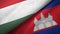 Hungary and Cambodia two flags textile cloth, fabric texture