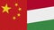 Hungary and China Flags Together Fabric Texture