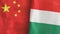 Hungary and China two flags textile cloth 3D rendering