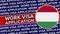 Hungary Circular Flag with Work Visa Application Titles