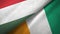 Hungary and Cote d\'Ivoire Ivory coast two flags textile fabric texture