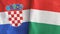 Hungary and Croatia two flags textile cloth 3D rendering