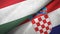 Hungary and Croatia two flags textile cloth, fabric texture