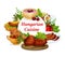 Hungary cuisine dishes vector round frame, poster