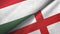 Hungary and England two flags textile cloth, fabric texture