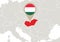 Hungary on Europe map