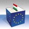 Hungary, European parliament elections, ballot box and flag