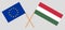 Hungary and European Union. The Hungarian and Europe flags. Official proportion. Correct colors. Vector